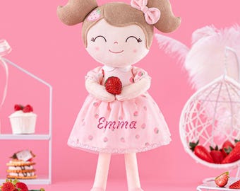 Gloveleya Personalized Strawberry Doll  Children Girl Birthday Gift 1st Birthday Keepsake Gift