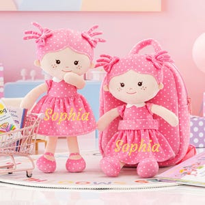 Sac à dos Onetoo rose à pois personnalisé Sac à dos enfant pour la rentrée scolaire Convient aux enfants à partir de 3 ans