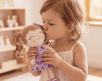 Personalized Gloveleya Strawberry Doll – 30cm Custom Name Plush Rag Doll | Curly Hair Girl Toy, 1st Birthday & Baby Shower Gift