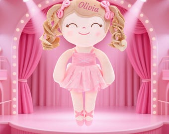 パーソナライズされたバレエ人形：カスタムぬいぐるみベビードール、1歳の誕生日プレゼント