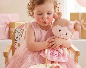 Personalized Baby Doll with Name, 1st Birthday Gift for Girl, Custom Stuffed Rag Doll, Newborn Baby Shower Gift, Keepsake Nursery Decor