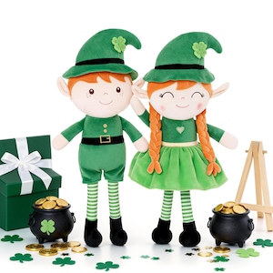 St. Patrick's Day Leprechaun Doll for Kids - Lucky Green Girl Elf Toy - Plush Irish Holiday Decor - Shamrock Festive Gift for Toddlers