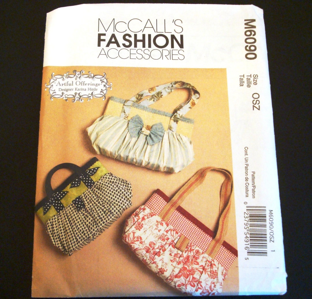 Mccall's Pattern 6090 Handbag Pattern Gathered Handbag Etsy