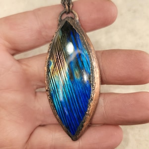 Blue Labradorite Necklace With Amethyst Charm