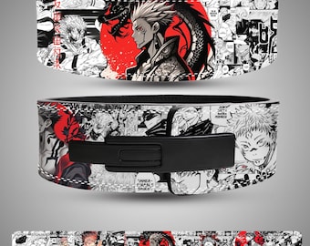 Anime Lever Weightlifting Belt – Sukuna Design, Genuine Leather Powerlifting Support (10mm)