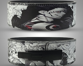 Ceinture de soutien dorsal Cursed Warrior Anime – Cuir véritable pour haltérophilie (10 mm/13 mm)