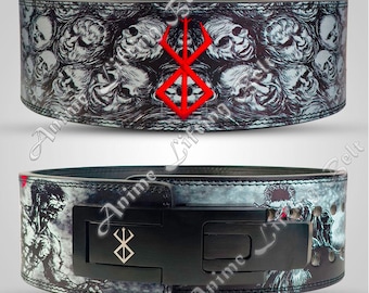 Cinturón de levantamiento de pesas Berserk – Equipo de gimnasio de anime / Cinturón de levantamiento de potencia de 4 pulgadas para sentadillas y levantamientos de peso muerto (10 mm/13 mm)