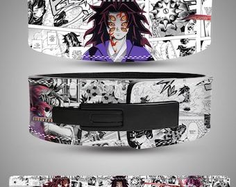 Cinturón de levantamiento de pesas de anime - Cinturón de gimnasio de cuero personalizado kokushibu, equipo de gimnasio de anime (10 mm/13 mm)