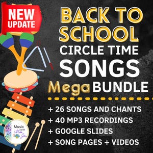 Preschool Circle Time Songs Mega Bundle: MP3s, Google Slides, Printable Pages