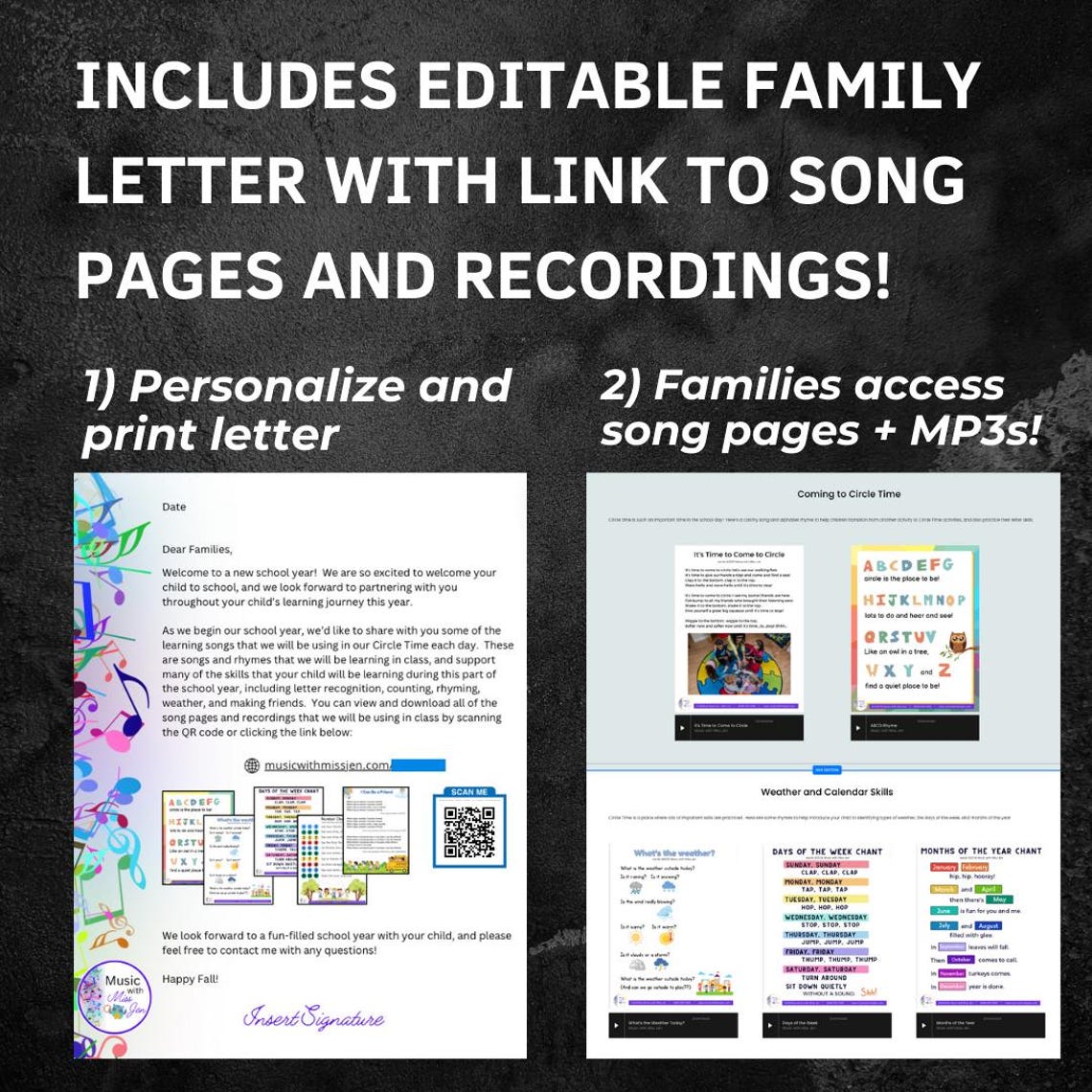 Preschool Circle Time Songs: MP3 Recordings & Printable Song Pages - Etsy