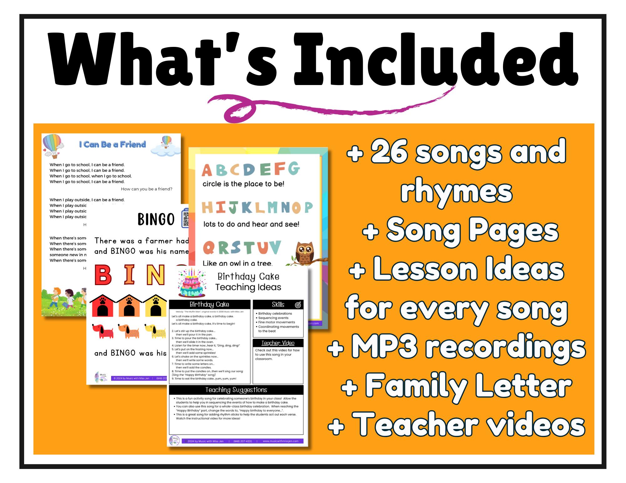 Preschool Circle Time Songs: MP3 Recordings & Printable Song Pages - Etsy