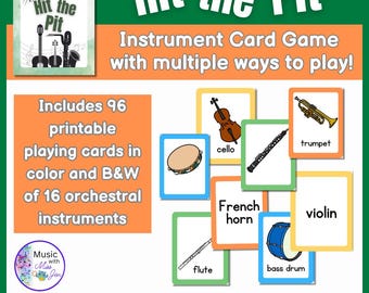 Hit the Pit - Juego de cartas de instrumentos de orquesta / Aprende sobre familias de instrumentos