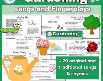 Gardening Songs and Fingerplays – Printable Circle Time Cards for Preschool/PreK/K/1