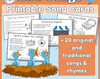 Bird Songs Circle Time Cards: Preschool Music Activities (Printable B&W Song Cards)