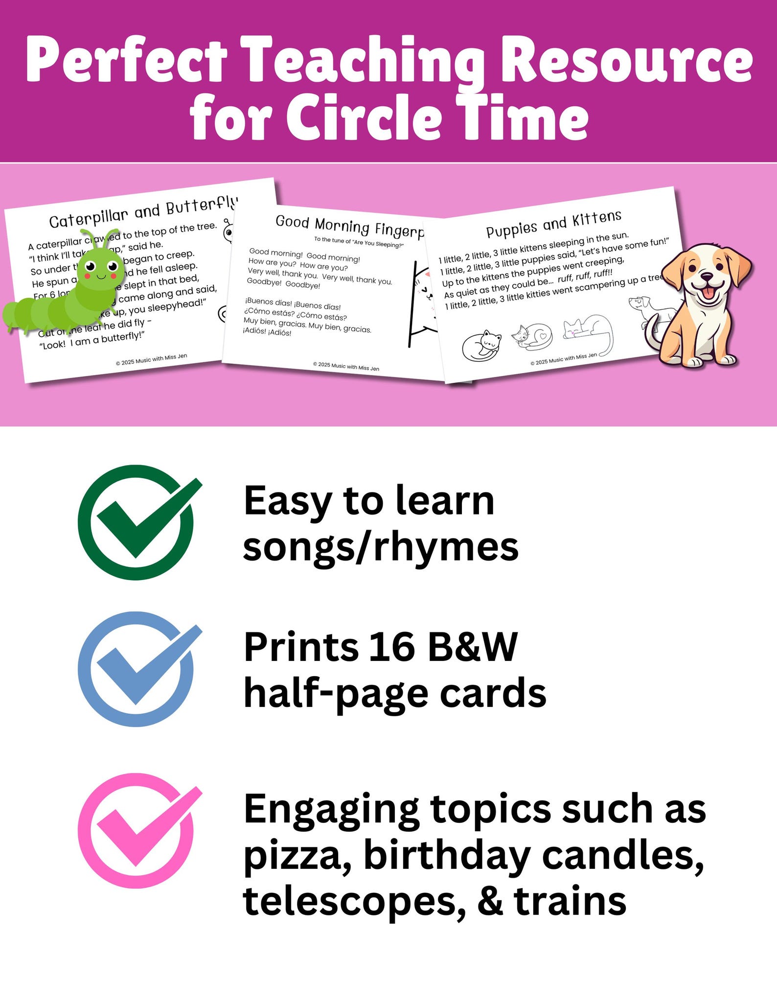 Circle Time Song Cards Set 1 – Printable Songs & Fingerplays (PDF) - Etsy