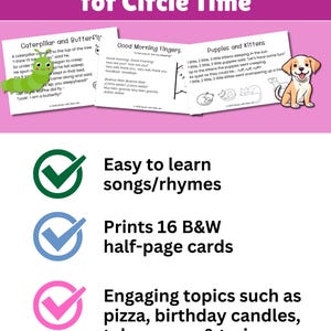 Circle Time Song Cards Set 1 – Printable Songs & Fingerplays (PDF) - Etsy