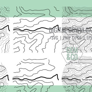 Temperance Creek in Oregon Topography for Glowforge Laser Engraving Files svg, png, pdf, eps