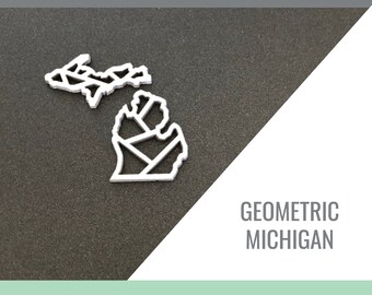 Michigan Geometric State Outline for Glowforge Laser Cut Files svg, png, pdf, dxf, eps