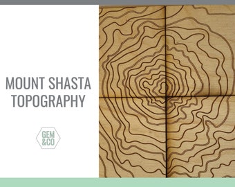 Mount Shasta Topography for Glowforge Laser Engraving Files svg, png, pdf, eps