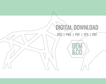 Geometric Dog Outline for Glowforge Laser Cut Files svg, png, pdf, dxf, eps