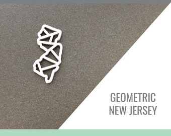 New Jersey Geometric State Outline for Glowforge Laser Cut Files svg, png, pdf, dxf, eps