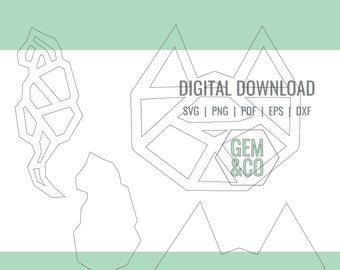 Geometric Cat Outlines for Glowforge Laser Cut Files svg, png, pdf, dxf, eps