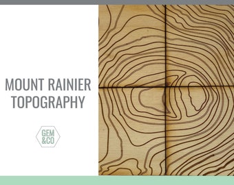 Mount Rainier Topography for Glowforge Laser Engraving Files svg, png, pdf, eps