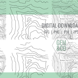 Broken Top, Oregon Topography for Glowforge Laser Engraving Files svg, png, pdf, eps