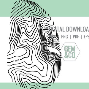 Lookout Mountain in Georgia Topography for Glowforge Laser Engraving Files svg, png, pdf, eps
