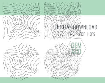 Mountain Topography for Glowforge Laser Engraving Files svg, png, pdf, eps