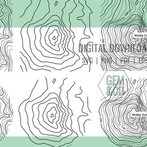 Mittlere Schwester, Oregon Topography für Glowforge Lasergravur Dateien svg, png, pdf, eps