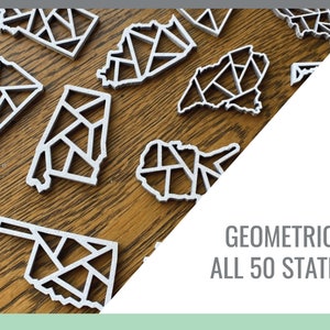 Lot 50 états + contour géométrique américain pour fichiers Glowforge découpés au laser svg, png, pdf, dxf, eps