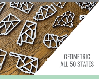 50 States + US Geometric Outline Bundle for Glowforge Laser Cut Files svg, png, pdf, dxf, eps