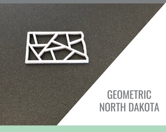 North Dakota Geometric State Outline for Glowforge Laser Cut Files svg, png, pdf, dxf, eps