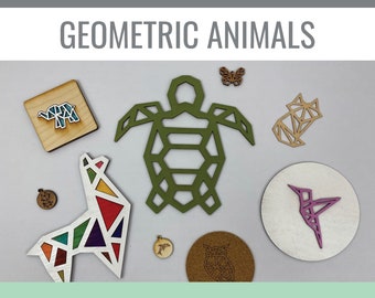 Geometric Animals Bundle for Glowforge Laser Cut Files svg, png, pdf, dxf, eps, 17 Animals