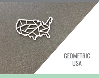 United States (USA) Geometric State Outline for Glowforge Laser Cut Files svg, png, pdf, dxf, eps