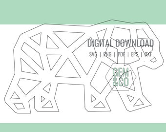 Geometric Bear Outline for Glowforge Laser Cut Files svg, png, pdf, dxf, eps