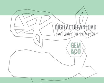 Geometric Whale Outline for Glowforge Laser Cut Files svg, png, pdf, dxf, eps