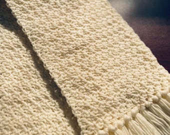Handmade Scarf with Fringe Long Scarf Cozy Winter Wrap Soft Warm Acrylic Yarn Scarf Stylish Cold Weather Accessory Gift for