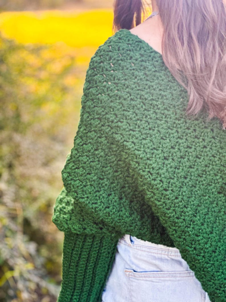 Versatile Crochet Wrap Sweater Scarf Design Green Yarn Material Handmade Winter Accessory Three Size Options Custom Fit Selection Textured Stitch Pattern Long Sleeve Detail Cozy Neck Warmer Forest Green Color Soft Acrylic Yarn Fashion