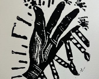 Burn Bright Linosnede 5 x 7 inch Op bestelling gemaakt