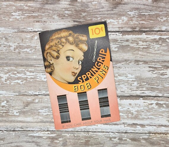 Vintage Bobby Pin Card SpringerGrip Old Store Sto… - image 1