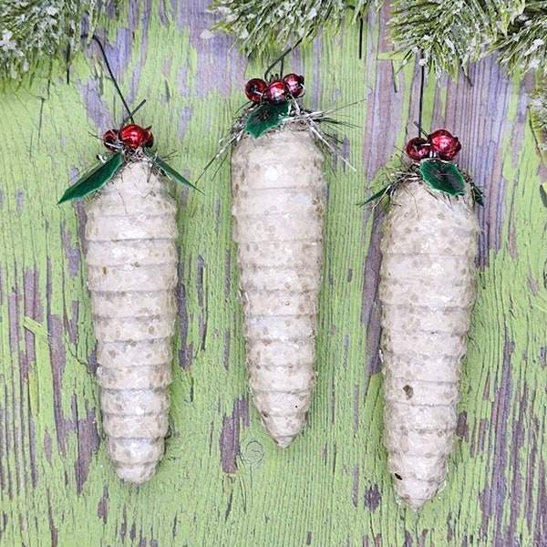 Spun Cotton Icicle Ornaments Set of 3