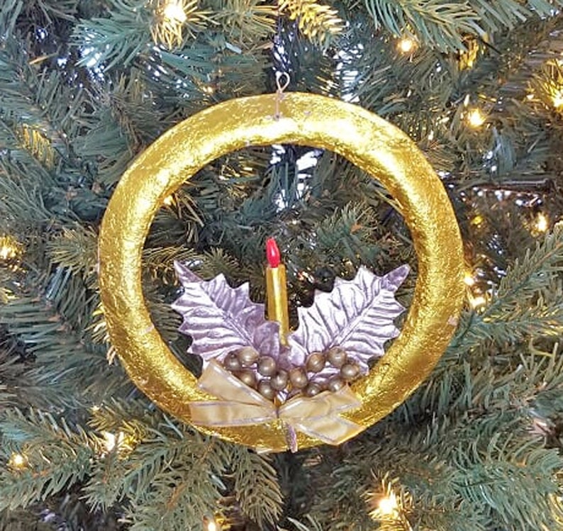 Vintage 6 Gold Foil Wreath Ornament Decoration Etsy