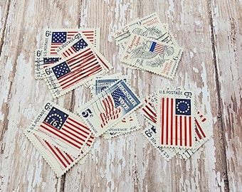 Vintage Patriotic Postage Stamps for Crafting 25pcs 5 Designs