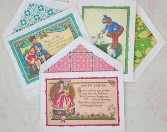 3 Easter Cards Vintage Images Envelopes with Paper Inserts