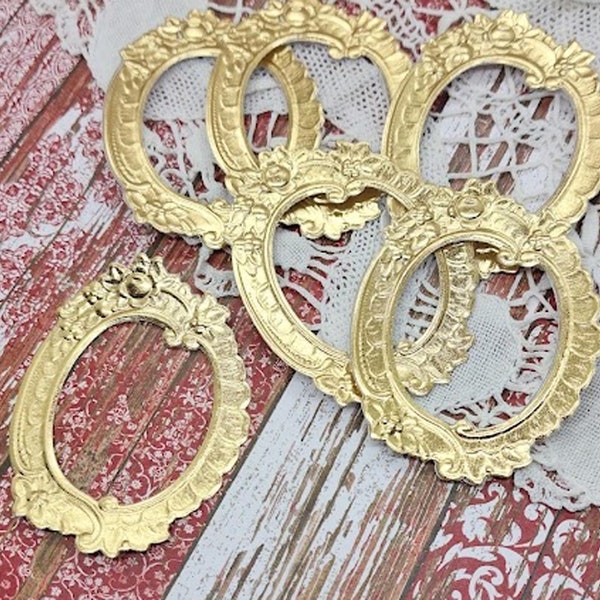 6 Sm Gold Foil Paper Fancy Embossed Frame Die Cut for Crafting