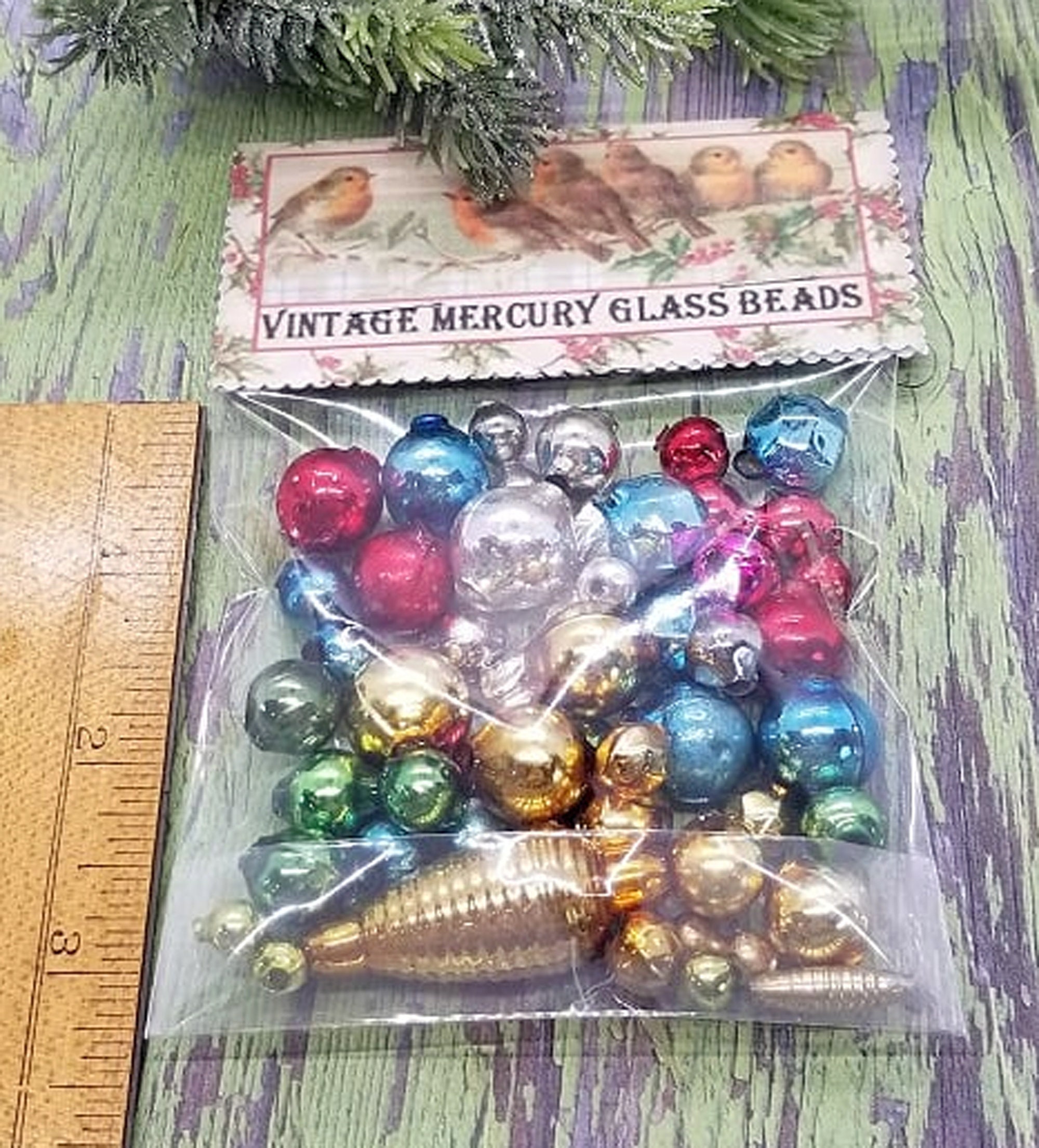 Vintage Mercury Glass Garland Beads Grab Bag 75 Pieces