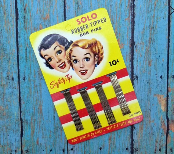 Vintage Bobby Pin Card Solo Old Store Stock - image 1