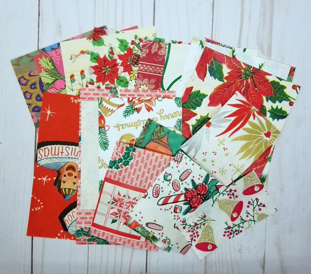 Wrappers Scrap Vintage Christmas Wrapping Paper Scraps 25 Pcs for Crafting - Etsy